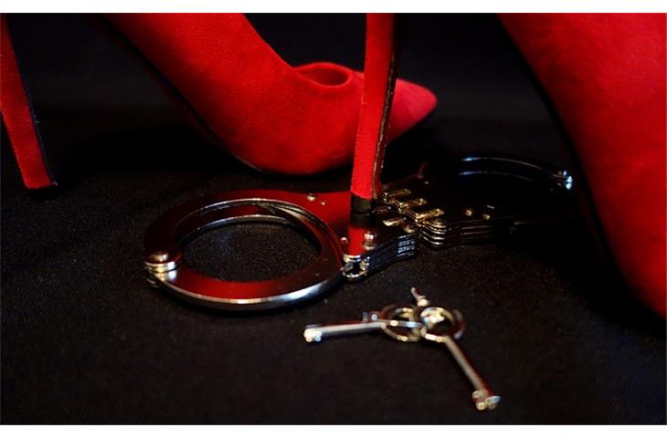 black hinged handcuffs