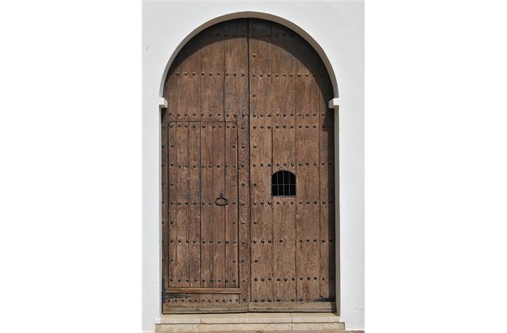 hinged wooden door