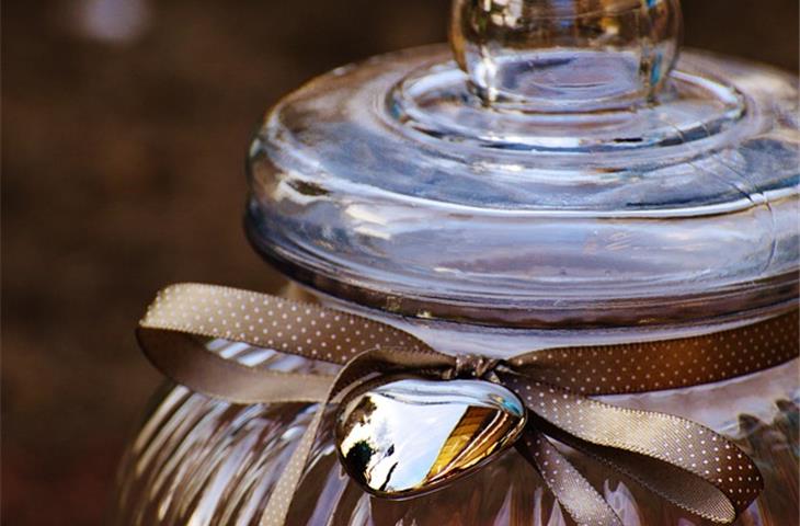 glass jar with hinged lid